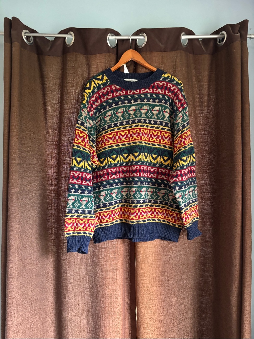 United Colors of Benetton Townwear Shetland Wool Multicolor Crewneck Sweater